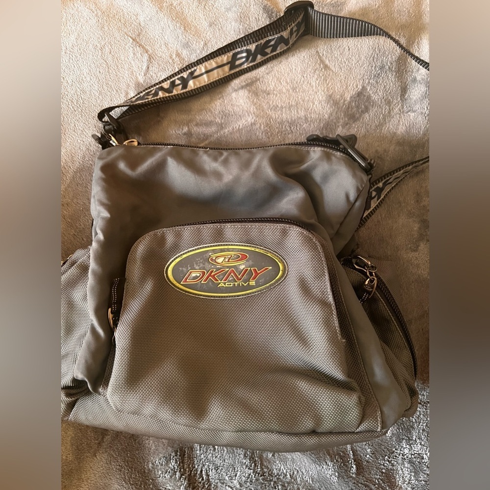 DKNY Olive Green Crossbody Bag with Black Strap